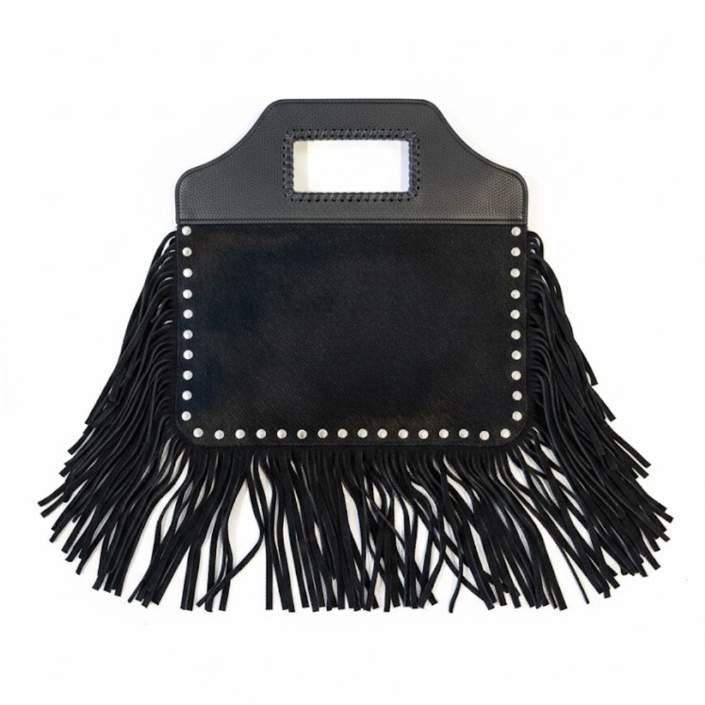 Elegant Black Fringe Clutch